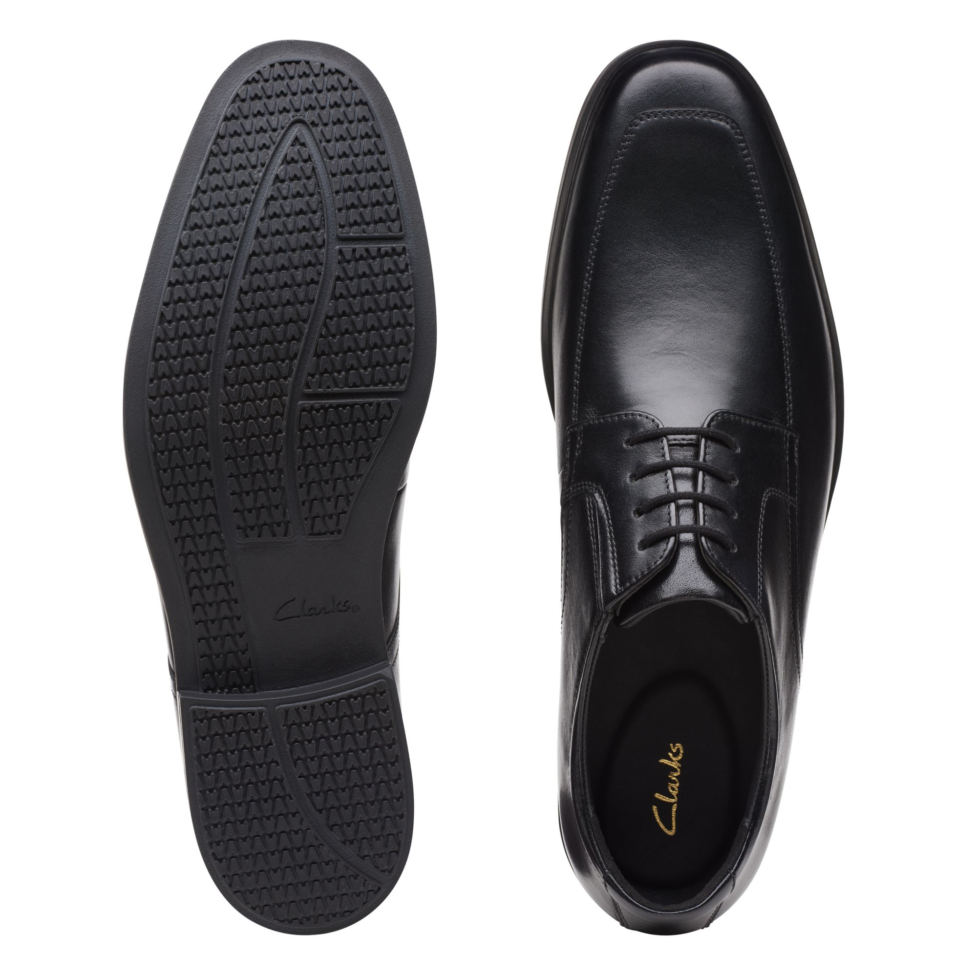 Clarks-Howard Apron都會紳士寬楦微方頭線條感皮革紳士鞋CLM62177D